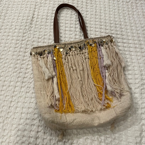 Anthropologie Jasper & Jeera boho bohemian tassel tote bag - Picture 5 of 5